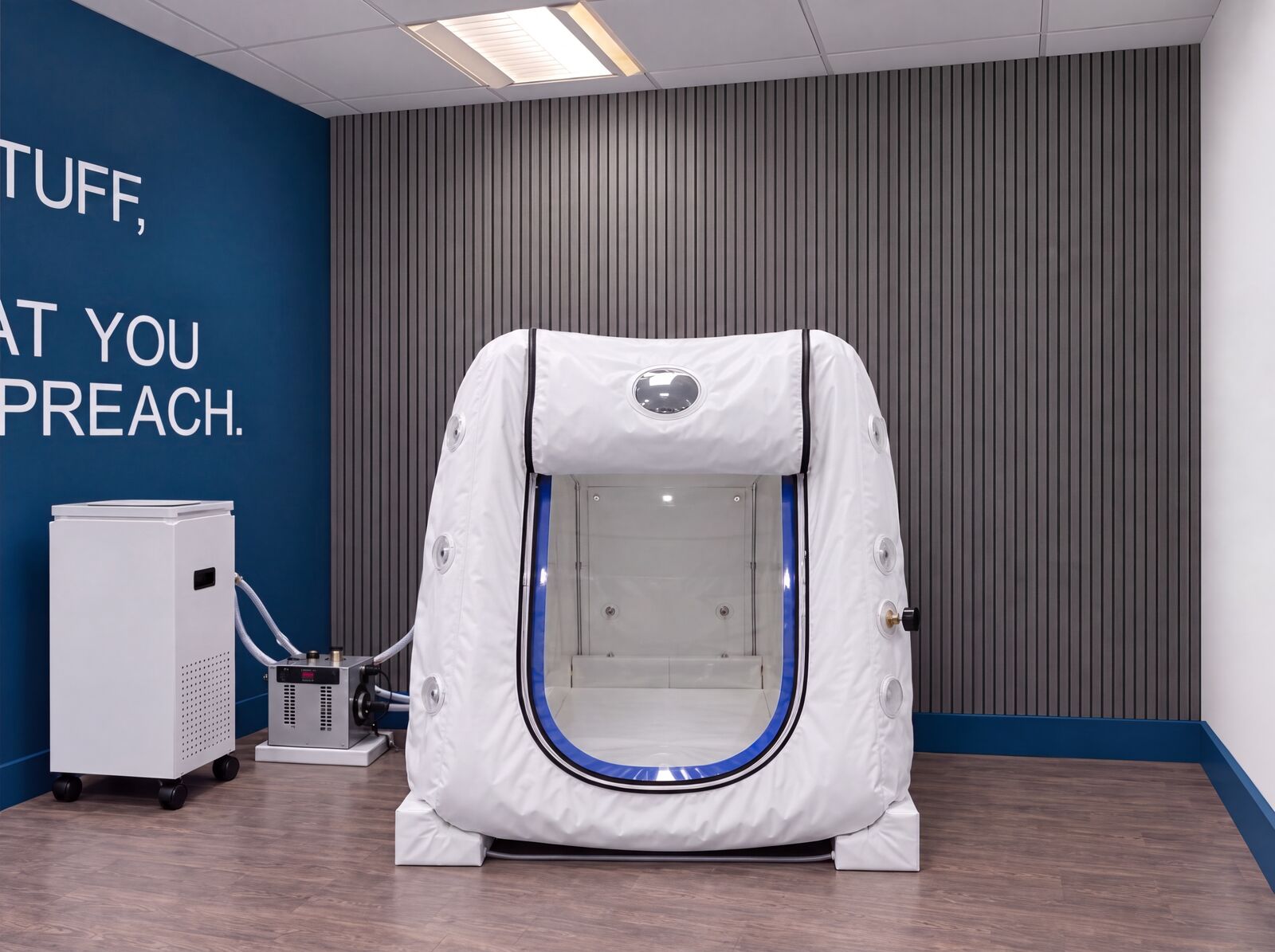 The hyperbaric oxygen chamber at Logical Injury Rehab, Blackburn